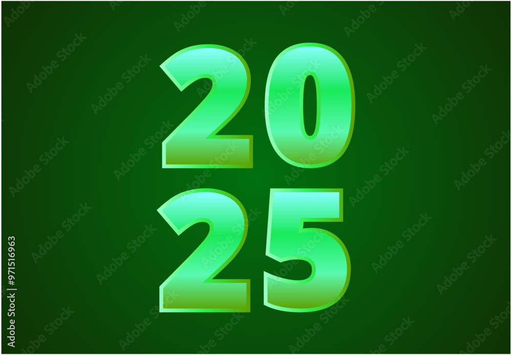 Happy New Year 2025 Green Typography Elegant Design Abstract Illustration Vector Happy New Year 2025 Green Typography Elegant Design Abstract Illustration Vector