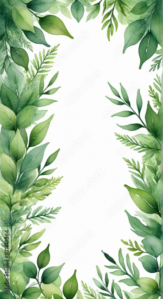 Fototapeta premium green leaves border
