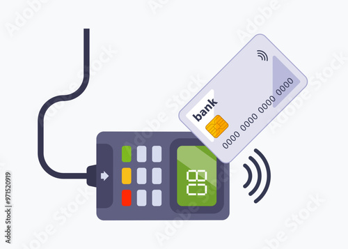 payment by card using a payment terminal. cashless payment.