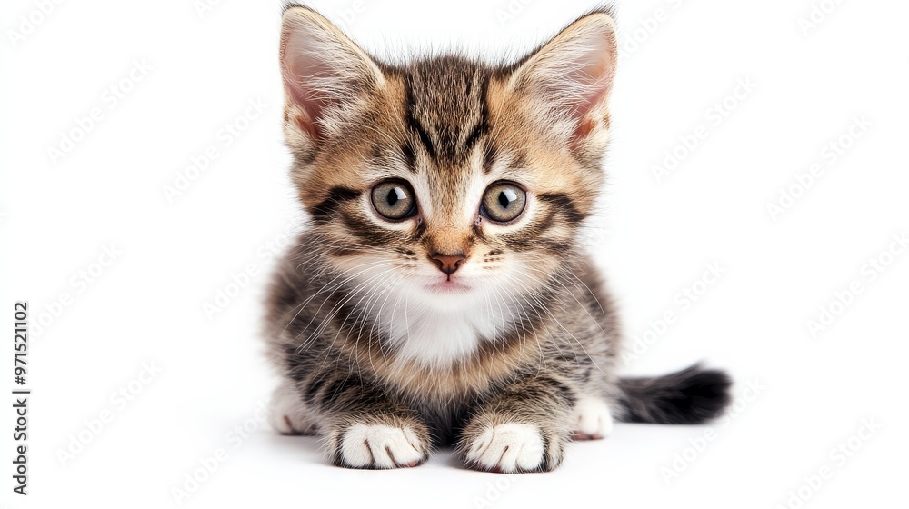 Cute Kitten Portrait, Front View, Isolated, White Background, Kitten, Pet, Animal Cute Kitten Portrait, Front View, Isolated, White Background, Kitten, Pet, Animal