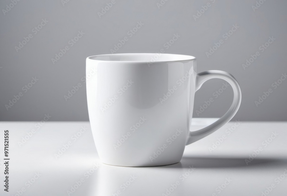 white mug mockup on light background. ai generated. ai white mug mockup on light background. ai generated. ai