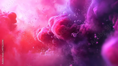 A pink and purple background filled with numerous bubbles, especially abundant at the image's bottom