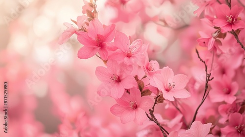  A tight shot of pink blossoms on a branch against a background illuminated by a basket of light