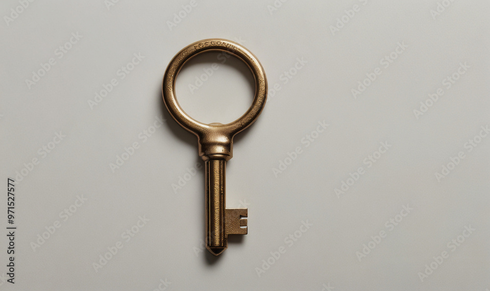 Minimalist Design Featuring a Classic Key on a Neutral Surface, Representing Opportunity and Access Minimalist Design Featuring a Classic Key on a Neutral Surface, Representing Opportunity and Access
