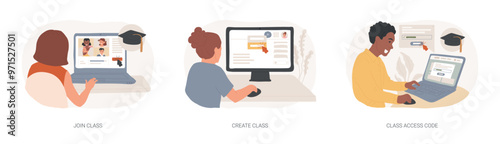 Online teaching features isolated cartoon vector illustrations se
