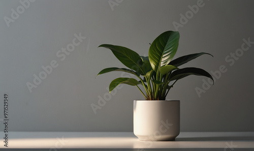 Stylish Indoor Plant in Simple Pot on White Background, Representing Green Living and Sustainability