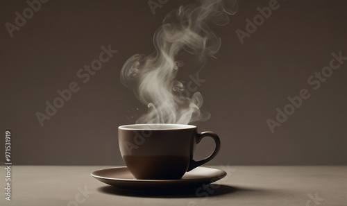 Minimalist Portrait of a Coffee Cup with Gentle Steam, Symbolizing Warmth and Relaxation