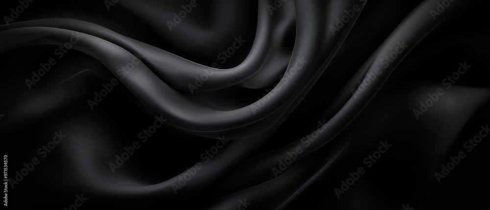 Fototapeta premium A black background with wavy lines..Black background with no overlapping backgrounds..Black background, wavy lines; black background..Black background featuring wavy lines