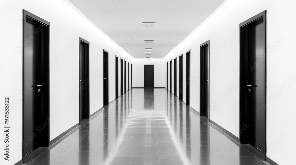 A series of locked doors in a row, each leading to a different room, the closed-off nature of silo mentality where information and collaboration are restricted A series of locked doors in a row, each leading to a different room, the closed-off nature of silo mentality where information and collaboration are restricted