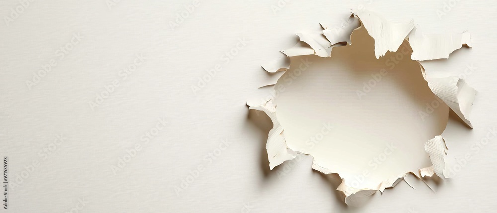 A white wall featuring a central hole A white wall featuring a central hole