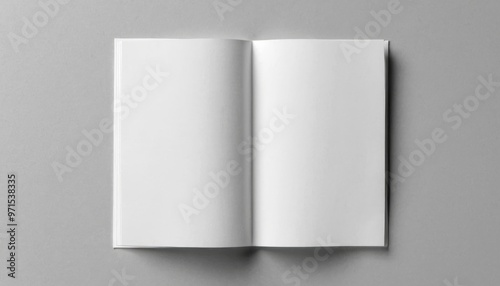 mockup book, magazine, booklet on gray background top view, ai generated, ai