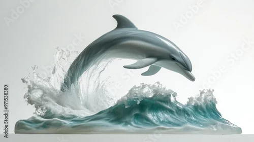 Fototapeta Porcelain Dolphin Leaping from a Wave