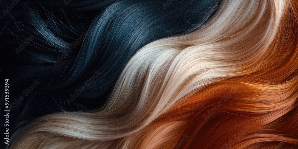 Colored Hair on Black Background