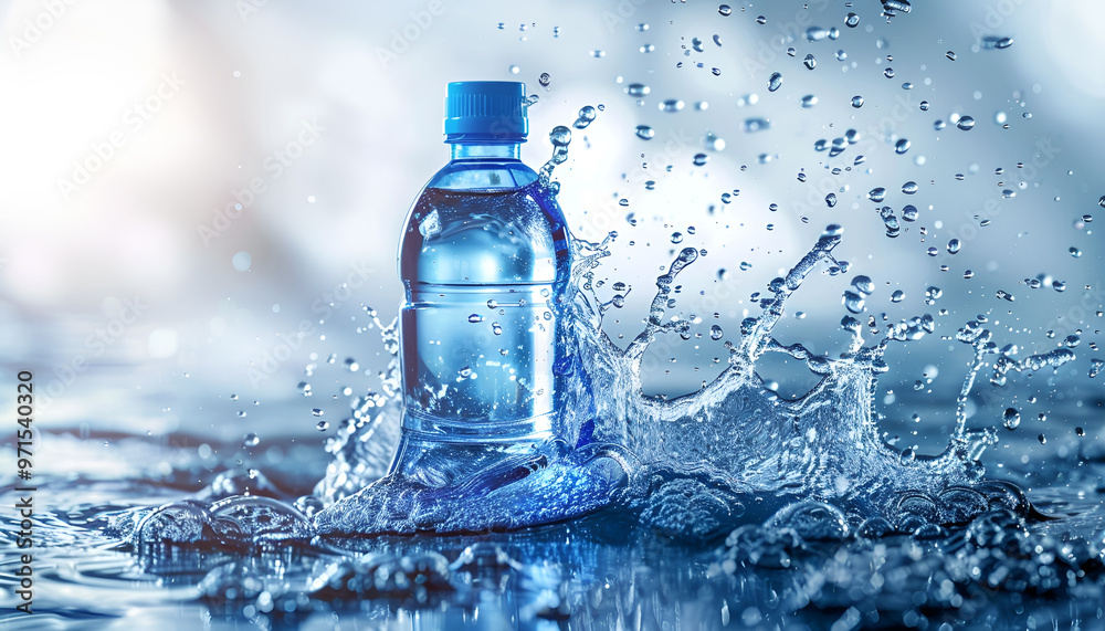 Transparent skincare products and toners on the water surface Transparent skincare products and toners on the water surface