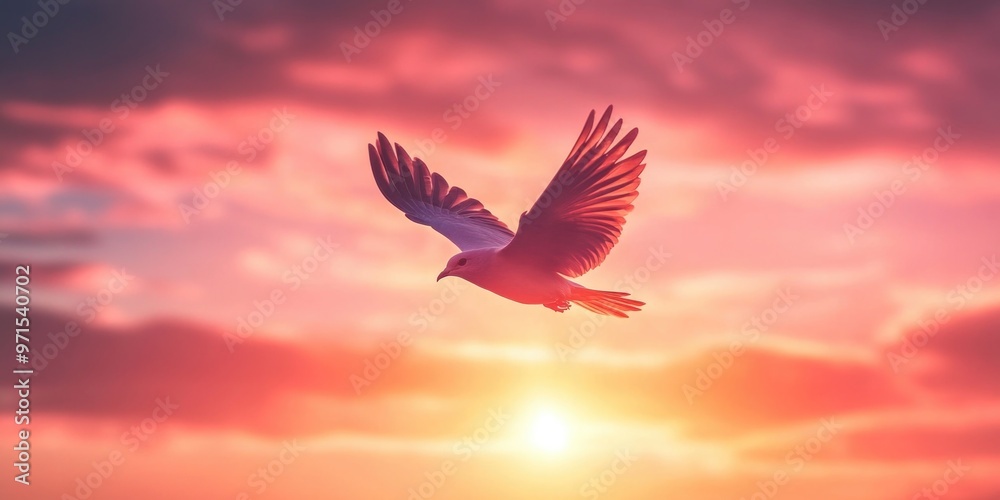 Obraz premium Bird Flying Sunset Sky