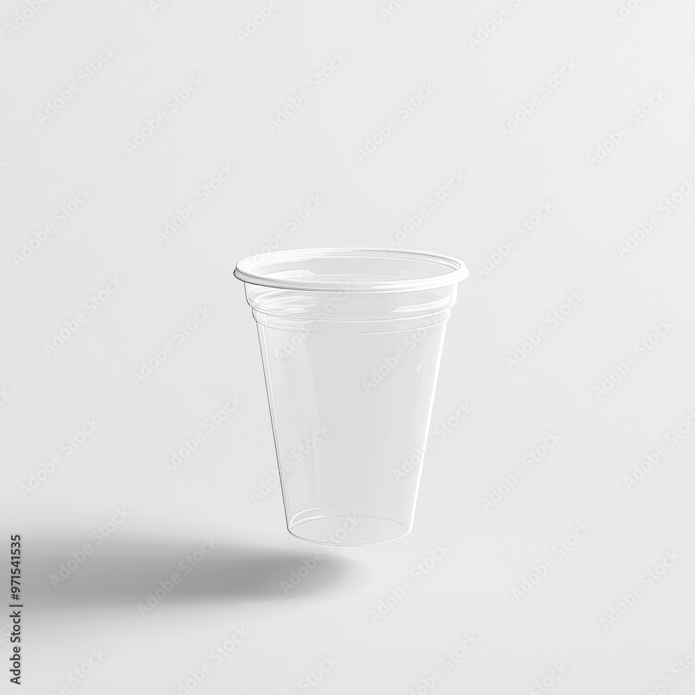 Transparent empty white plastic cup mockup Transparent empty white plastic cup mockup