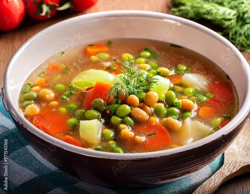 Vegetable soup with mungbeen photo