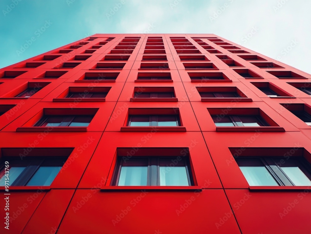 Tall Red Building with Windows Tall Red Building with Windows