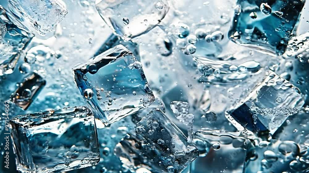 Full frame of refreshing water in cold ice, Ice cubes, Cubes of ice Full frame of refreshing water in cold ice, Ice cubes, Cubes of ice