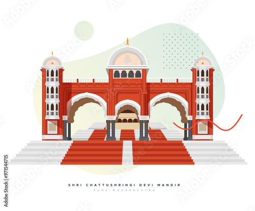 Entrance Gate to Shri Chatushrungi Devi Temple - Pune - Stock Illustration