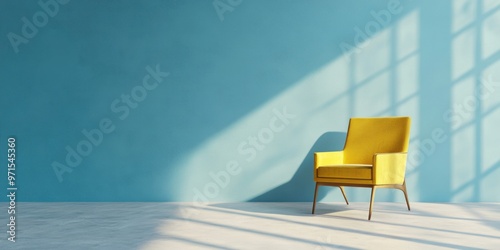 Yellow Chair on Blue Wall