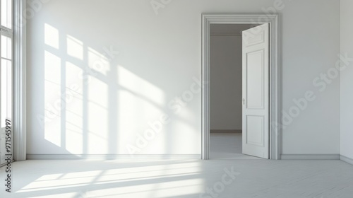 Wallpaper Mural Empty room, open doorway, white walls, generative ai Torontodigital.ca