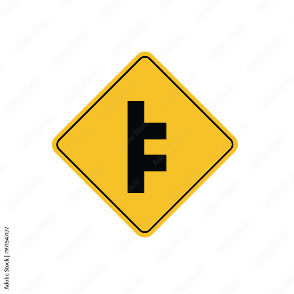 road sign icon, divided road on yellow rhombus board. suitable for poster use and web icon road sign icon, divided road on yellow rhombus board. suitable for poster use and web icon