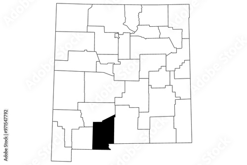 Map of Dona ana County in New Mexico state on white background. single County map highlighted by black color on New Mexico map. UNITED STATES, US photo