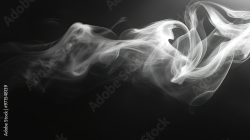 Abstract Swirls of White Smoke Against a Black Background