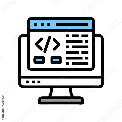 Programming symbols with computer screen vector art