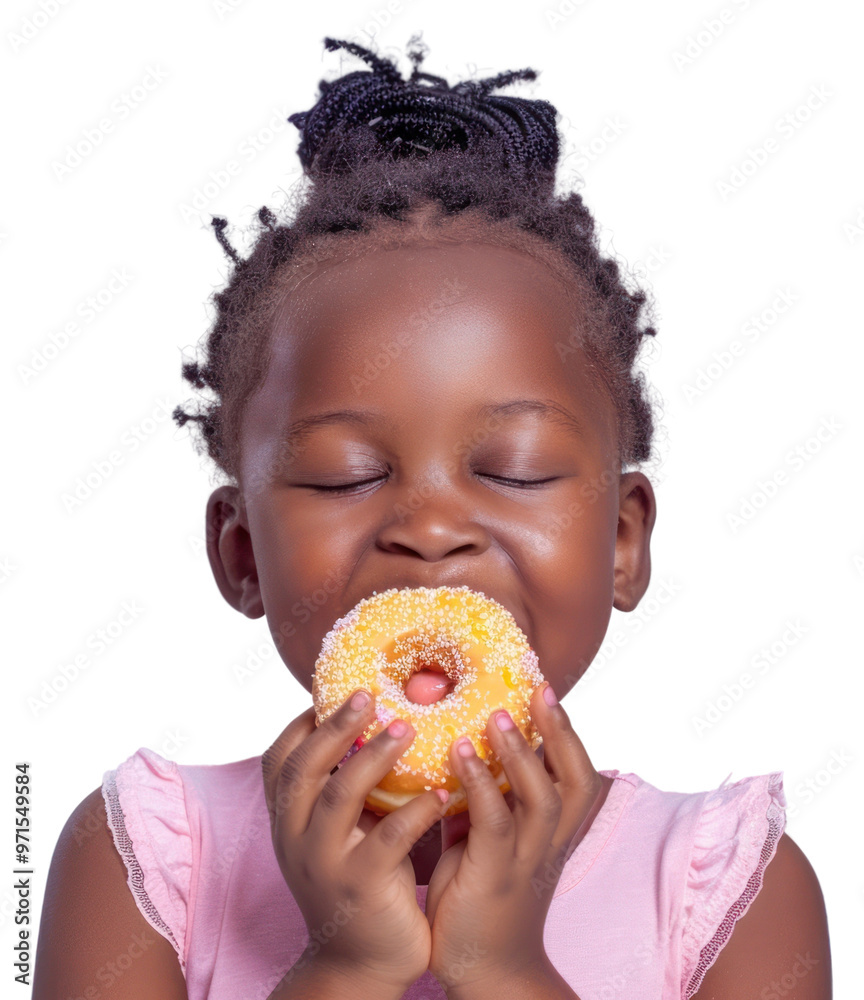 PNG Child enjoying delicious sprinkled donut PNG Child enjoying delicious sprinkled donut