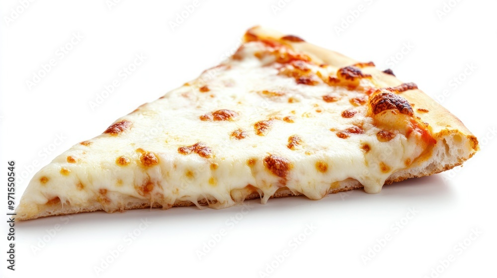 A Single Slice of Melted Cheese Pizza Isolated on White A Single Slice of Melted Cheese Pizza Isolated on White