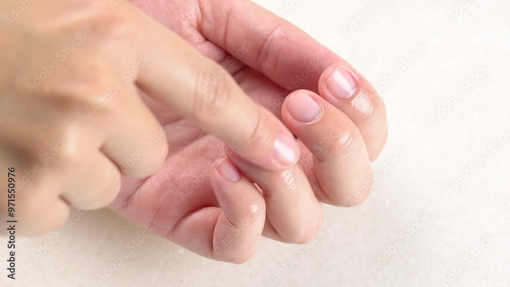 Moisturizing serum or oil for cuticles. The woman cares for hands and nails, close up. Woman applying oil from droper to nails, macro. Healthy nails concept. Hands massage with oil Moisturizing serum or oil for cuticles. The woman cares for hands and nails, close up. Woman applying oil from droper to nails, macro. Healthy nails concept. Hands massage with oil