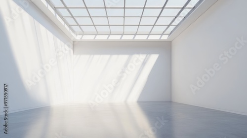 Empty room  skylight  white walls  generative ai