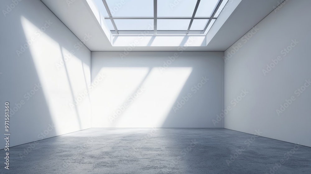 Empty room, skylight, white walls, generative ai Empty room, skylight, white walls, generative ai