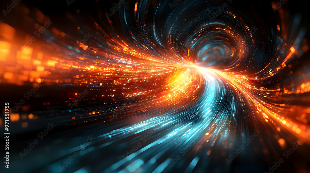 A vibrant, swirling tunnel of light representing motion and energy. A vibrant, swirling tunnel of light representing motion and energy.