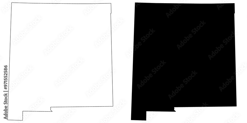 New Mexico administrative map, New Mexico outline and counties state map set - illustration version New Mexico administrative map, New Mexico outline and counties state map set - illustration version
