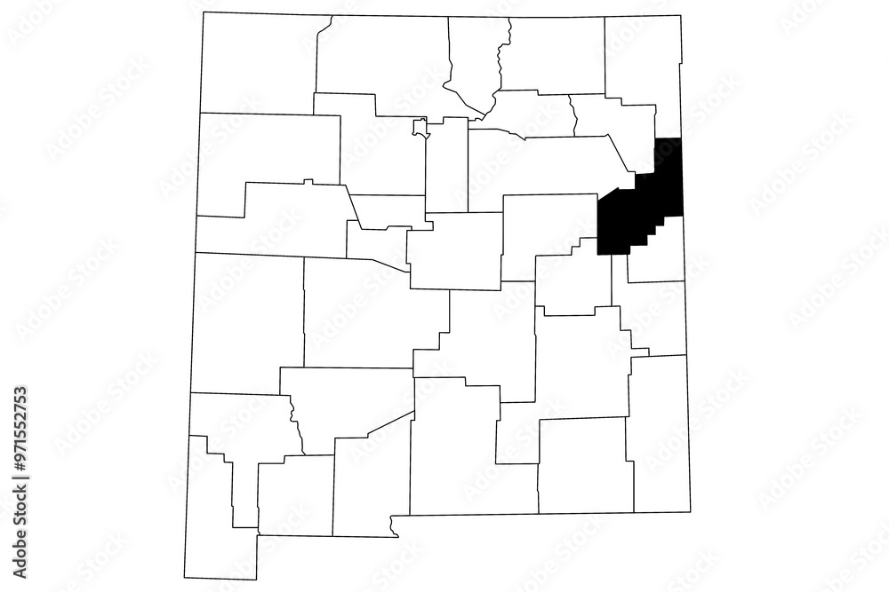 Obraz premium Map of quay County in New Mexico state on white background. single County map highlighted by black color on New Mexico map. UNITED STATES, US