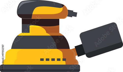 Illustration of an orbital sander, a power tool used for sanding wood and other materials