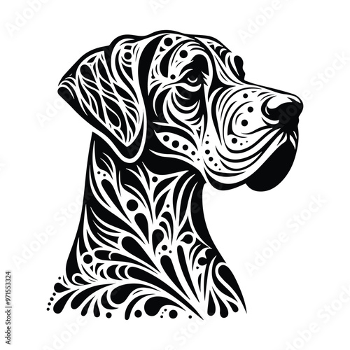 Wallpaper Mural Great Dane dog in bohemian black and white silhouette illustration Torontodigital.ca