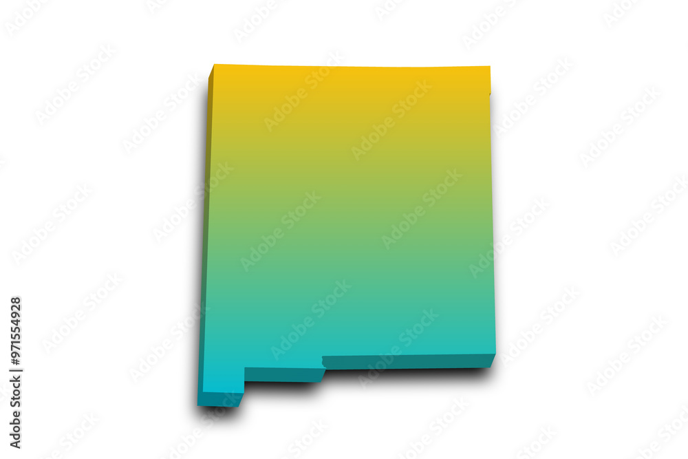 3d Map of New Mexico state with color. United State of America, US, United State 3d Map of New Mexico state with color. United State of America, US, United State