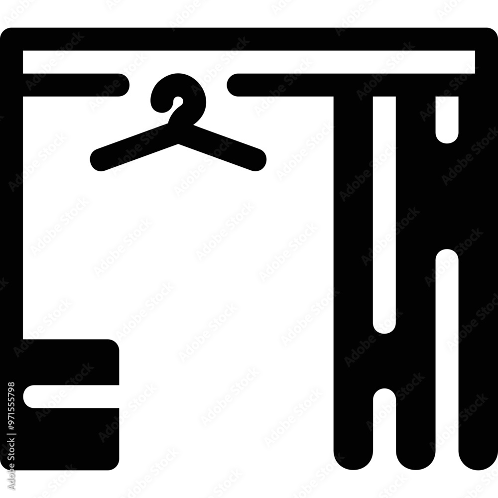 Simple vector icon fitting room with coat rack Simple vector icon fitting room with coat rack