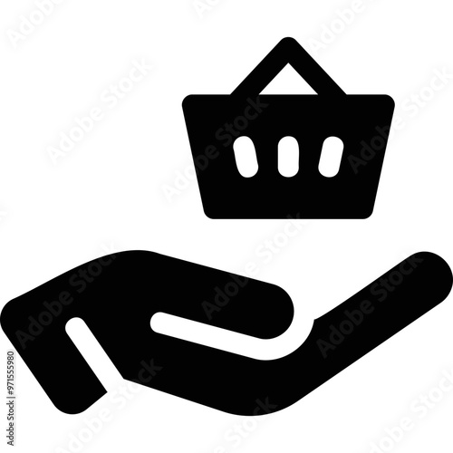 Simple vector icon hand, shopping cart