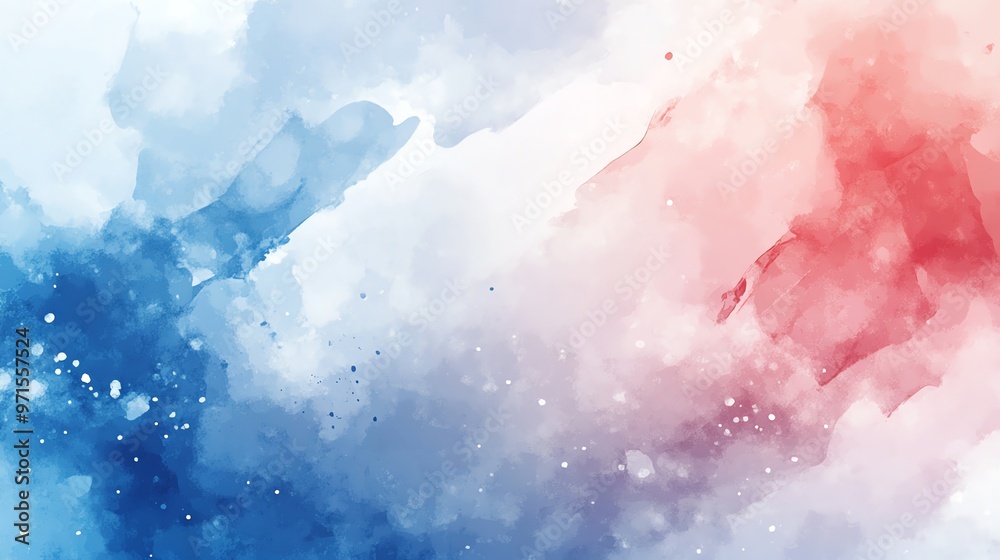 Fototapeta premium Abstract watercolor background with blue and red colors.