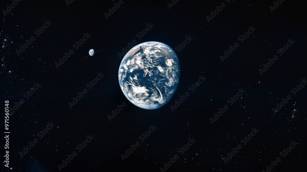 Breathtaking Aerial View of Earth and Moon in the Vast Cosmic Landscape Breathtaking Aerial View of Earth and Moon in the Vast Cosmic Landscape