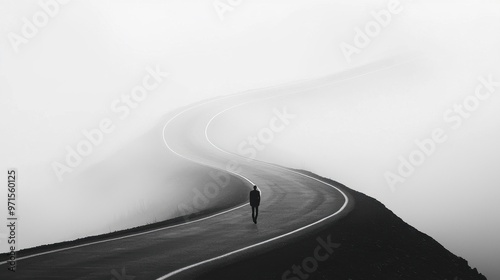 Fading Potential Road: A long road that fades as it progresses, with only faint outlines toward the end