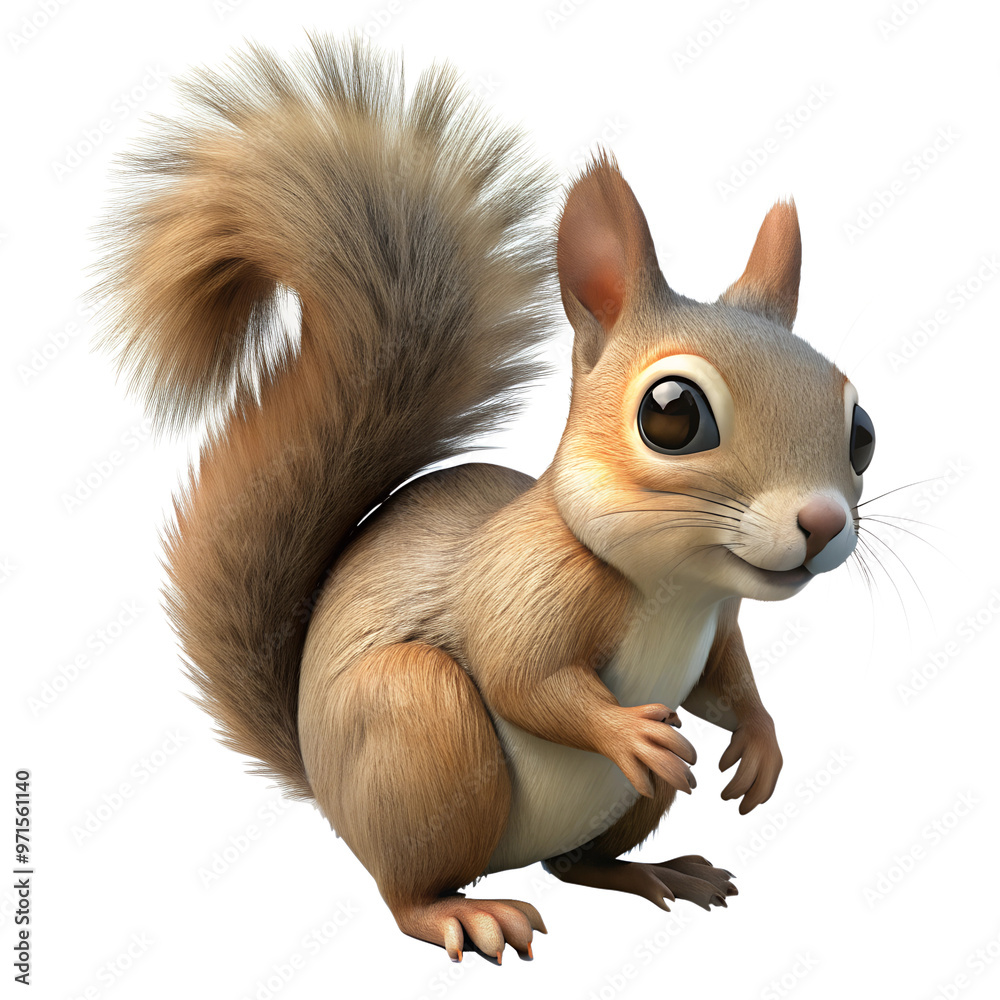 Cute cartoon squirrel with fluffy tail. Cute cartoon squirrel with fluffy tail.