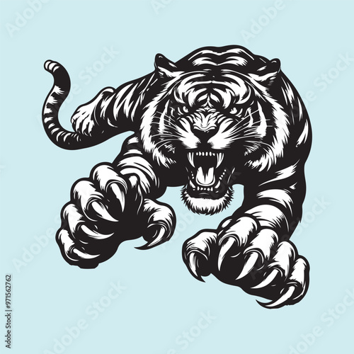 angry tiger vector illustration