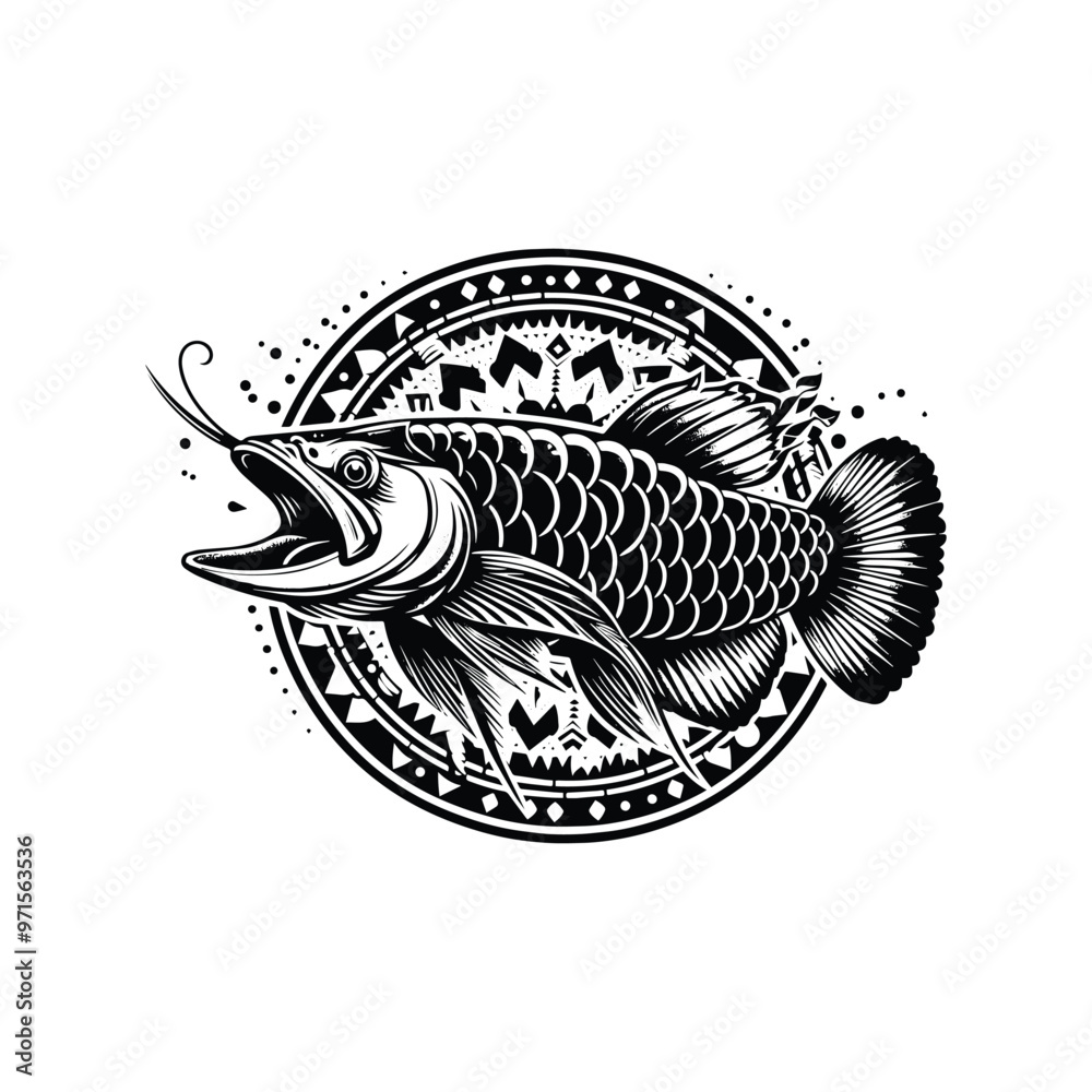 Naklejka premium Arowana fish in bohemian