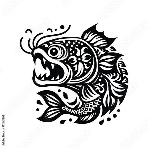 Wallpaper Mural Catfish in folk art Torontodigital.ca